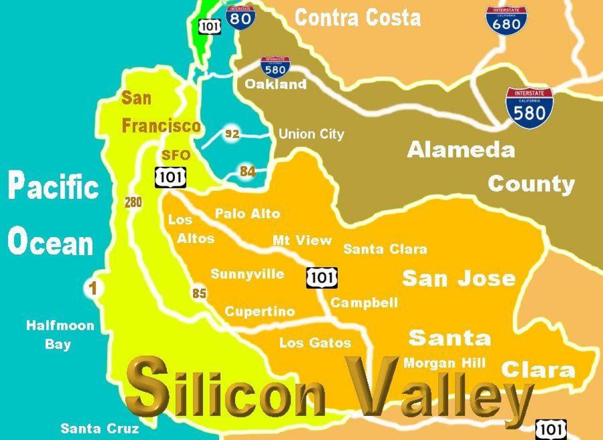 Mapa de silicon valley ubicació