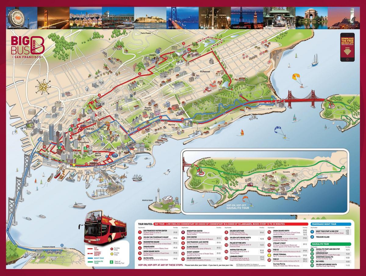 Mapa de vermell d'autobusos de San Francisco 