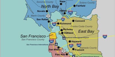 Mapa del sud de San Francisco bay area