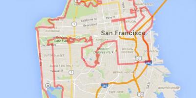 Golden gate park senders per a bicicletes mapa