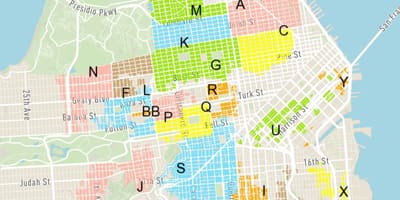 Estacionament gratuït al carrer San Francisco mapa