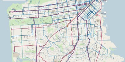 San Francisco línies d'autobús mapa