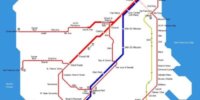 Mapa de San Francisco de l'estació de tren