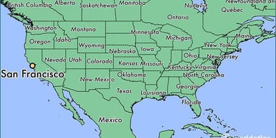 San Francisco ubicació en el mapa del món
