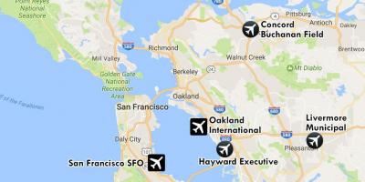 Aeroports a prop de San Francisco mapa