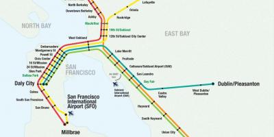 L'aeroport de San Francisco bart mapa