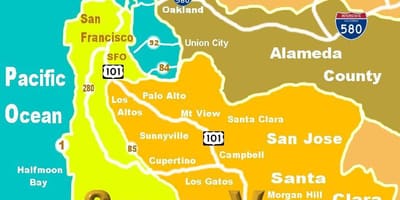 Mapa de silicon valley ubicació